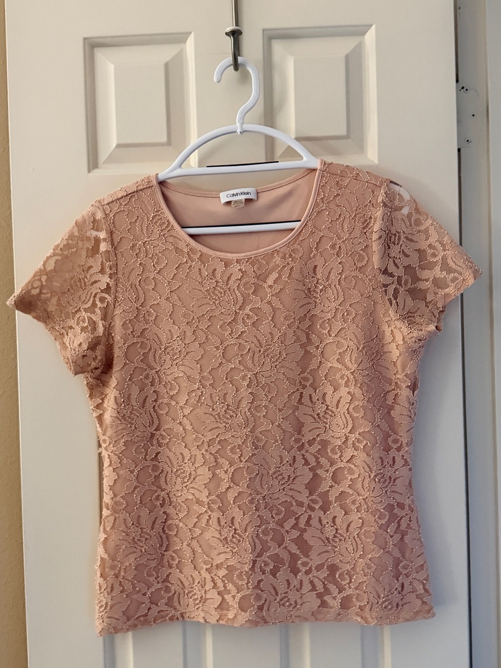 Sz M Calvin Klein Peach Lace Top